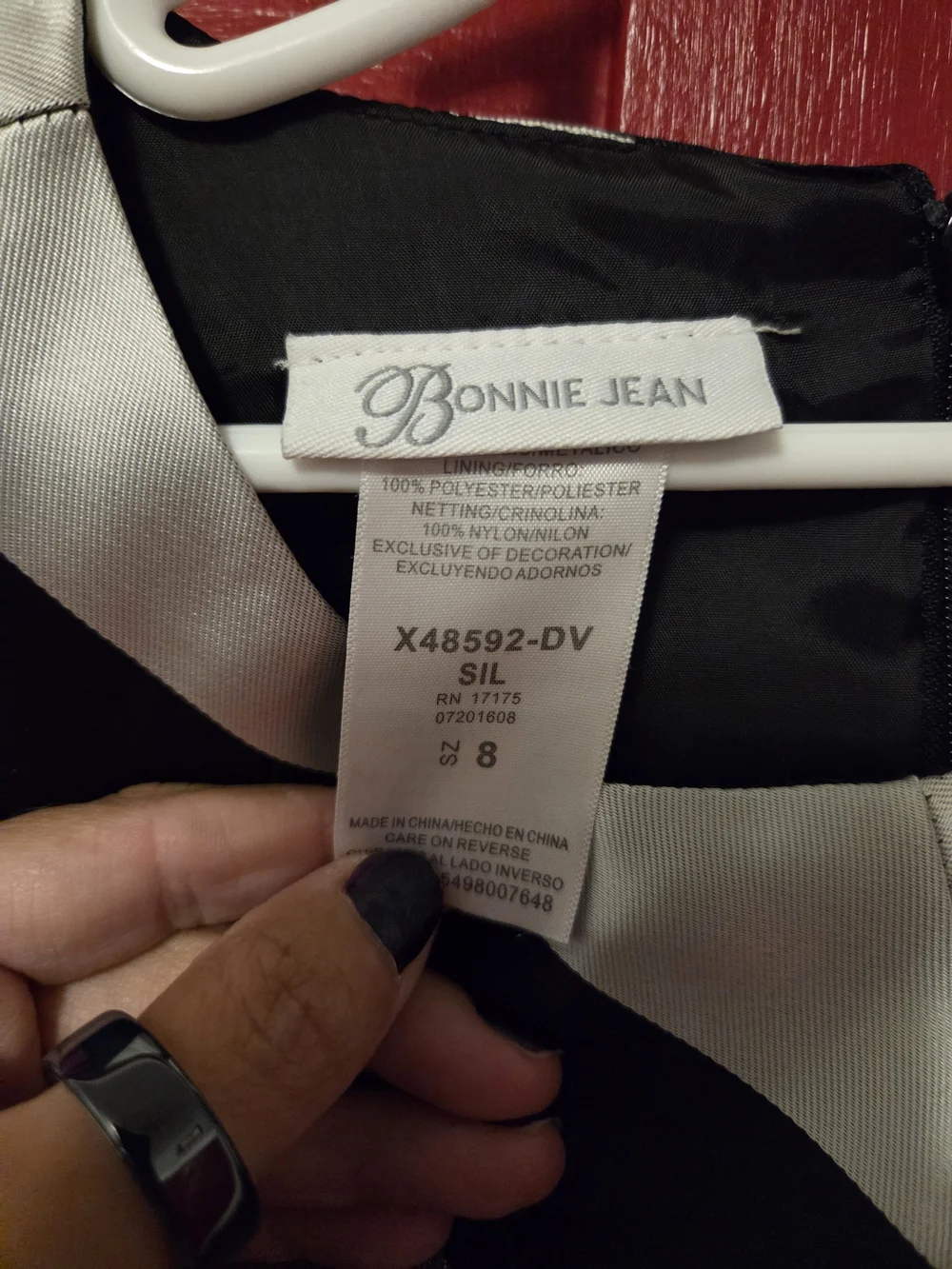 Bonnie Jean Black, White & Silver Striped Formal Dress with Bow